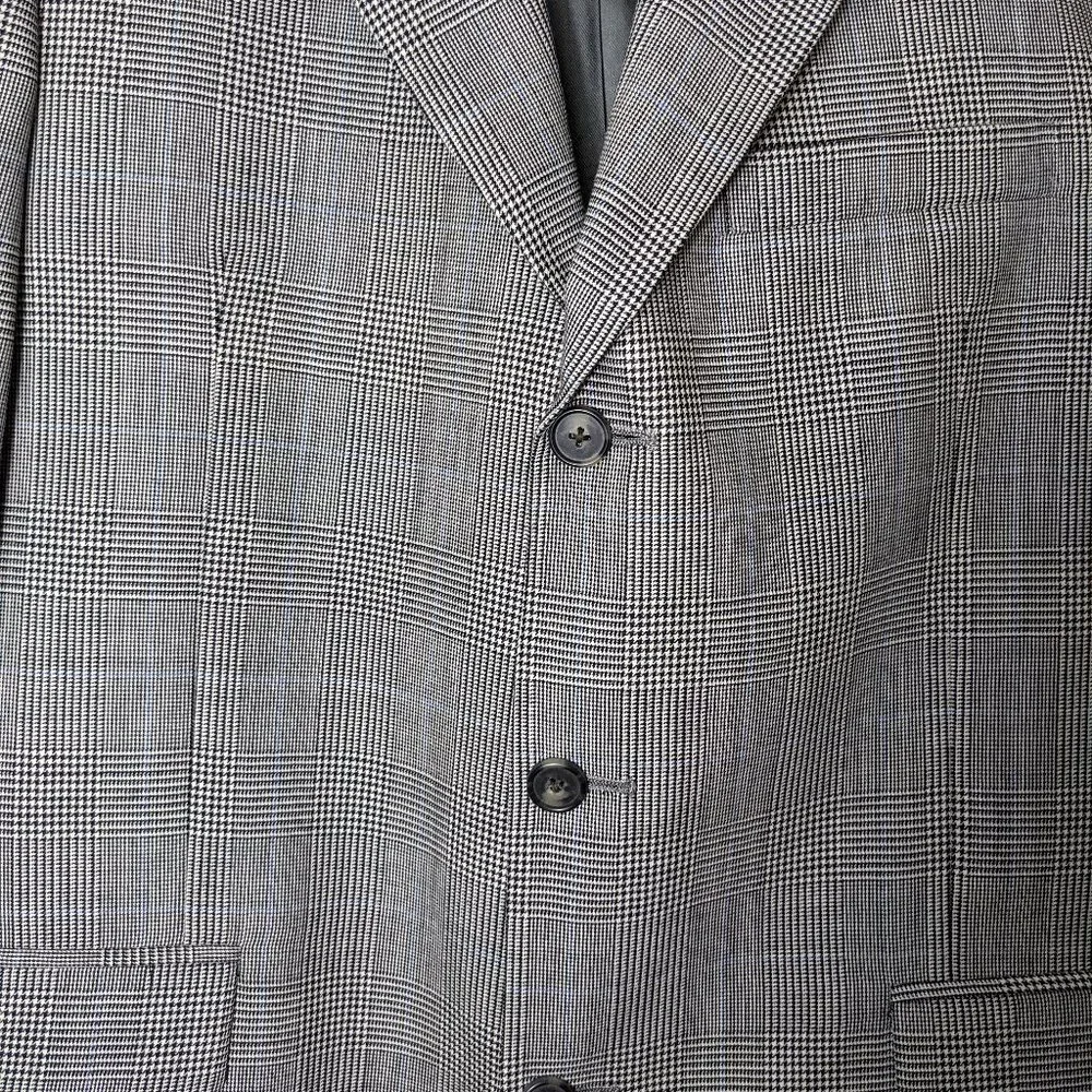 Tommy Hilfiger Mens 40R Wool Blazer Houndstooth Plaid Jacket